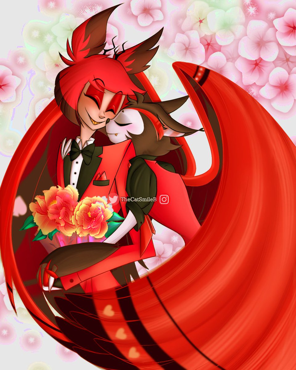 TheCatSmileB's tweet photo. Day 2: Flowers 
The truth is that I couldn't think of anything for this day and in the end I thought what if I draw them as if it were their wedding? And so I ended up drawing something like that...  😅😹

#RadioHuskWeek #HazbinHotel https://t.co/yRzzWeGxbu