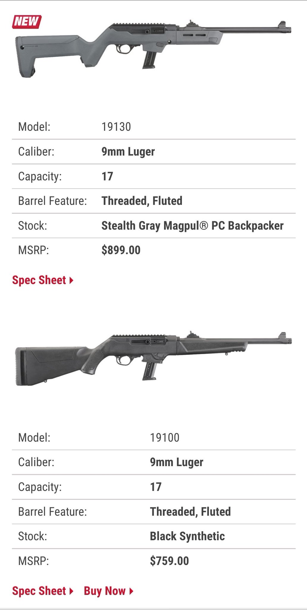 1 pic. Just when I thought I couldn't be more in love ❤️ with my Ruger PC Carbine (lower image), they went and made an even better model. It's a back-packer version with a Magpul stock (upper image). This rifle is so compact & versatile! https://t.co/ksn8YtNXBO