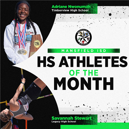 MISDathletics's tweet photo. Congratulations to our High School Athletes of the Month for April!

Adriane Nwonumah @TimberviewXCTF 
Savannah Stewart @broncoxc 
Xavier Hirsch @MHSTigerBSBL 
Breckney Nixon @SummJagTrack 

We are proud of EACH one of you and all you continue to do!  @mansfieldisd @methodistmans https://t.co/rdHx5vEdWA
