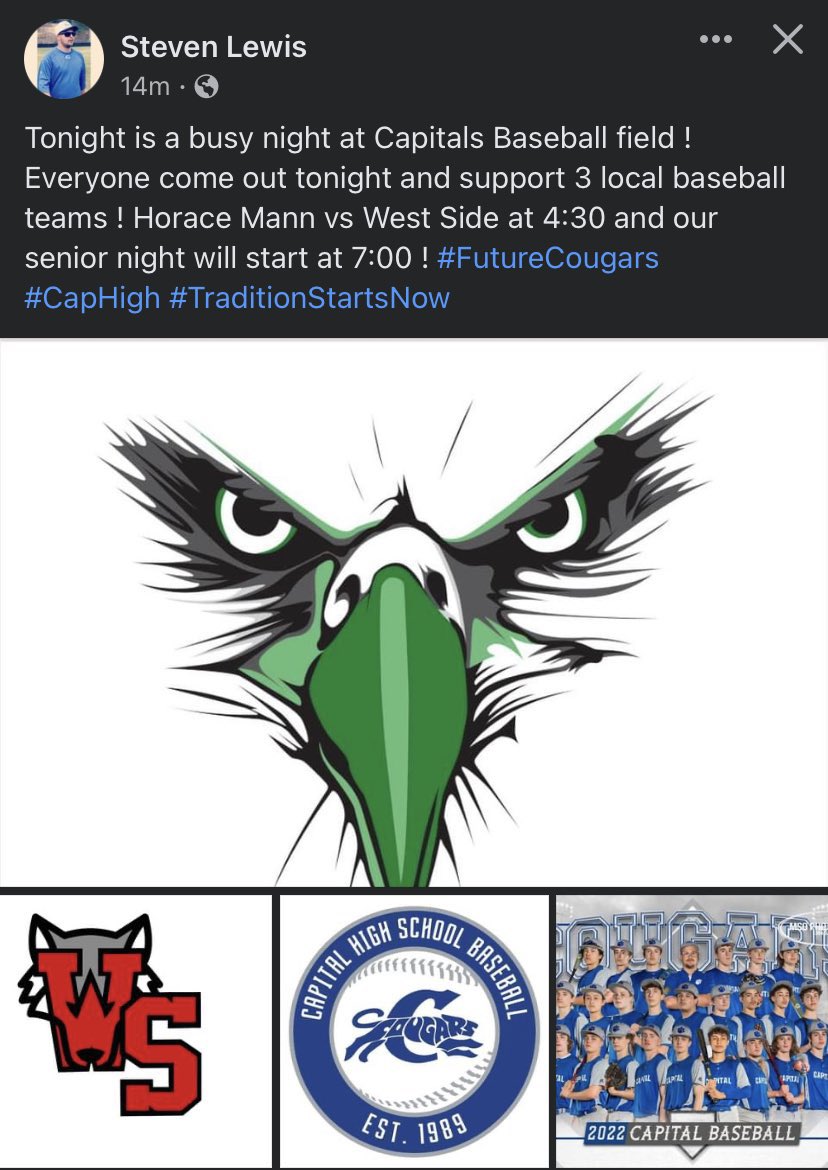 CHSbaseballWV's tweet photo. Tonight at Capital ! https://t.co/z0TuLpObW6