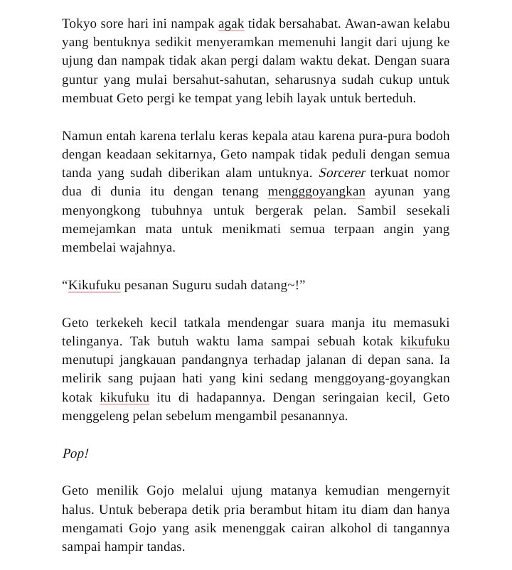lilytheexplorer's tweet photo. KIKUFUKU 
— fanfiksi #sugusato 

324 words | written in bahasa. 
warning! angst, hallucination, major character death, major manga spoiler(?), explicit mentioning about death.

Bagaimana kalau yang membelot dan mati itu bukan Suguru melainkan Satoru? https://t.co/SqnboWR1z5