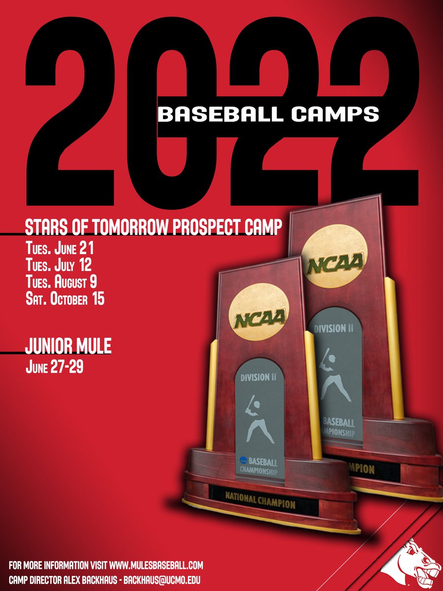 Be sure to sign up for Mules Baseball camps this summer! 

For more information please head to mulesbaseball.com 

#RollStable 🤘🏼🐴