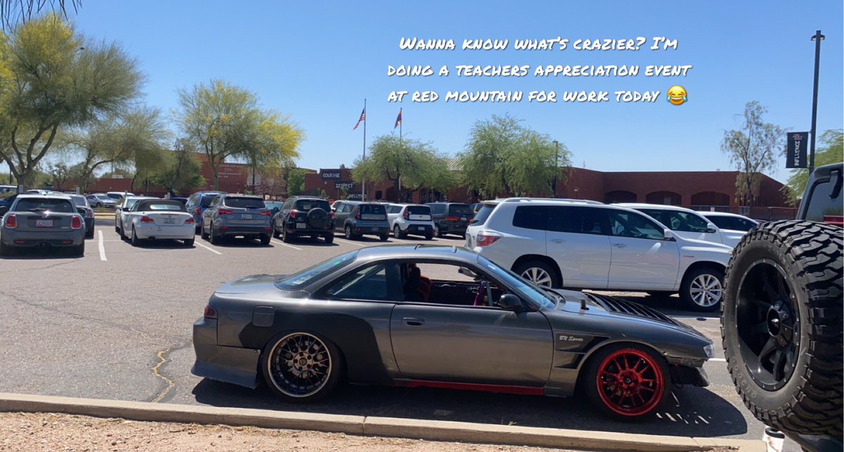 Had to put miles on the clutch so I drove it to my old HS for a Teachers Appreciation lunch.