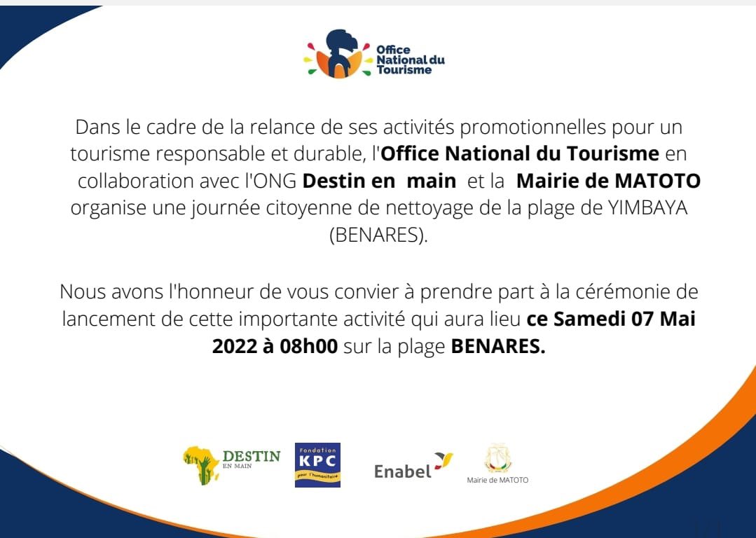 ONTGuinee's tweet photo. Hello la team #TL224 dans le cadre de la relance des activités  de #ONT nous avons l'honneur de vous convier à  prendre part avec nous  à la cérémonie de lancement de notre journée citoyenne de nettoyage de la plage de Benares ce samedi à 8h00.

#ONT #Destinenmain #Benares https://t.co/Gax1S9t9Il