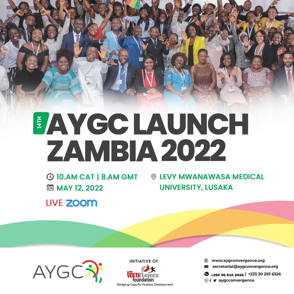 The fun, the excitement, the anticipation....
#AYGC2022 is here!

Don't miss the train. Join us as we launch live in Lusaka #Zambia at 10.AM CAT I 8.AM GMT
Follow the link to register:
us06web.zoom.us/meeting/regist…

#YouthMatter #AYGC #BeyondBorders