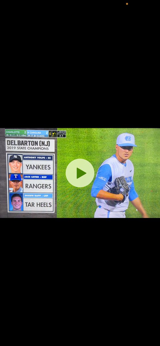 Just a few of our guys from 2019 being highlighted during the UNC game! <a href="/Volpe_Anthony/">Anthony Volpe</a> <a href="/jackleiter22/">jack leiter</a> #twitterlessrapp #delbartonbaseball #playfast #nextlevels