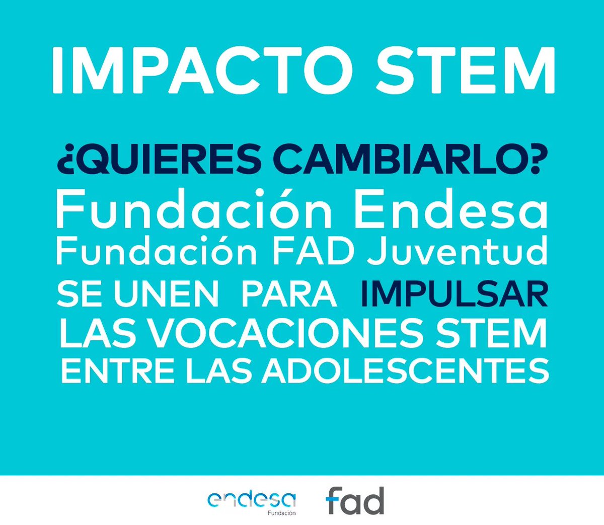 FadJuventud's tweet photo. 👩💻¡Por más mujeres en las STEM!
Actualmente solo un 13% de estudiantes de carreras STEM son mujeres y queremos cambiarlo.
Por eso, lanzamos #ImpactoSTEM junto a @FundacionEndesa, para impulsar las vocaciones STEM entre las adolescentes.
¿Te apuntas? 👉https://t.co/qnkbGQc82j https://t.co/4rkLPLEtw7