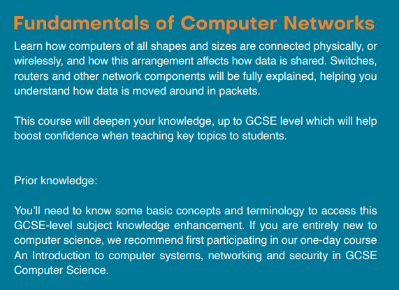 #computing #GCSE #secondary #teachers
Looking to deepen your knowledge of Computing Network fundamentals, up to GCSE level? There’s still time to join me and @ComputingHubSom on 12 May 2022 for this remote course.
Book here:
👇👇👇👇👇
stem.org.uk/cpd/508846/fun…