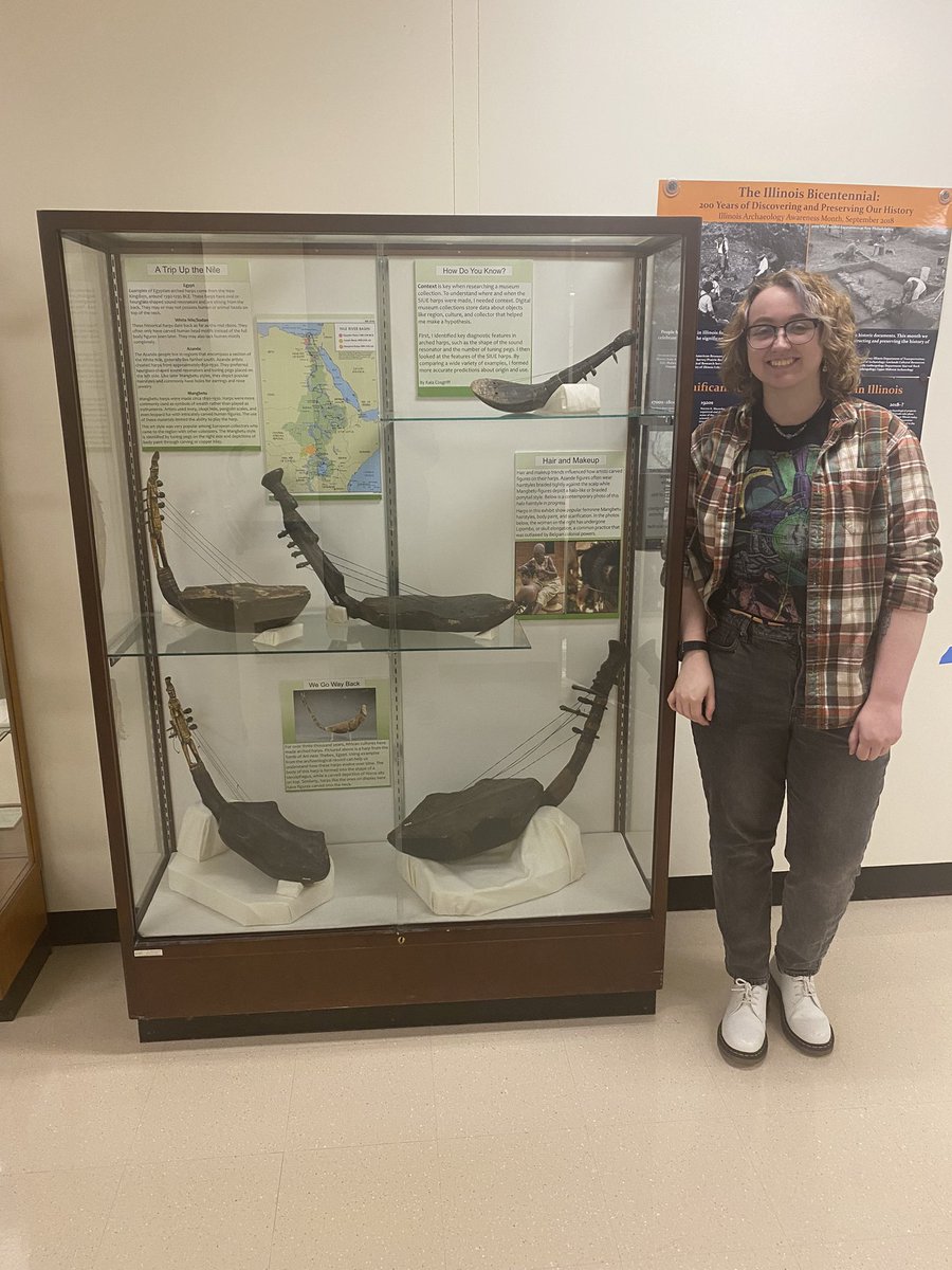 siueanthro's tweet photo. #SIUEAnthro student Kaia Cosgriff constructed an exhibit on African harps from the @SIUEMuseum collections. Check out this fantastic display in Peck Hall! https://t.co/4EEyZbqW0I
