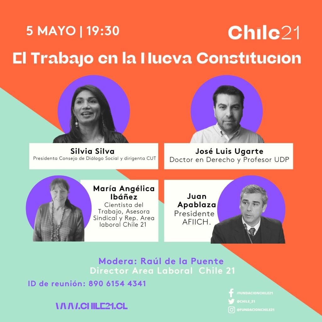 🧰 El Trabajo en la #NuevaConstitución

🗓 Este jueves 5 de mayo a las 19:30 

🔊Participa en: us02web.zoom.us/j/89061544341 

<a href="/Cutchile/">CUT Chile ✍️🗳</a> <a href="/joseluisugarte/">Jluc</a>