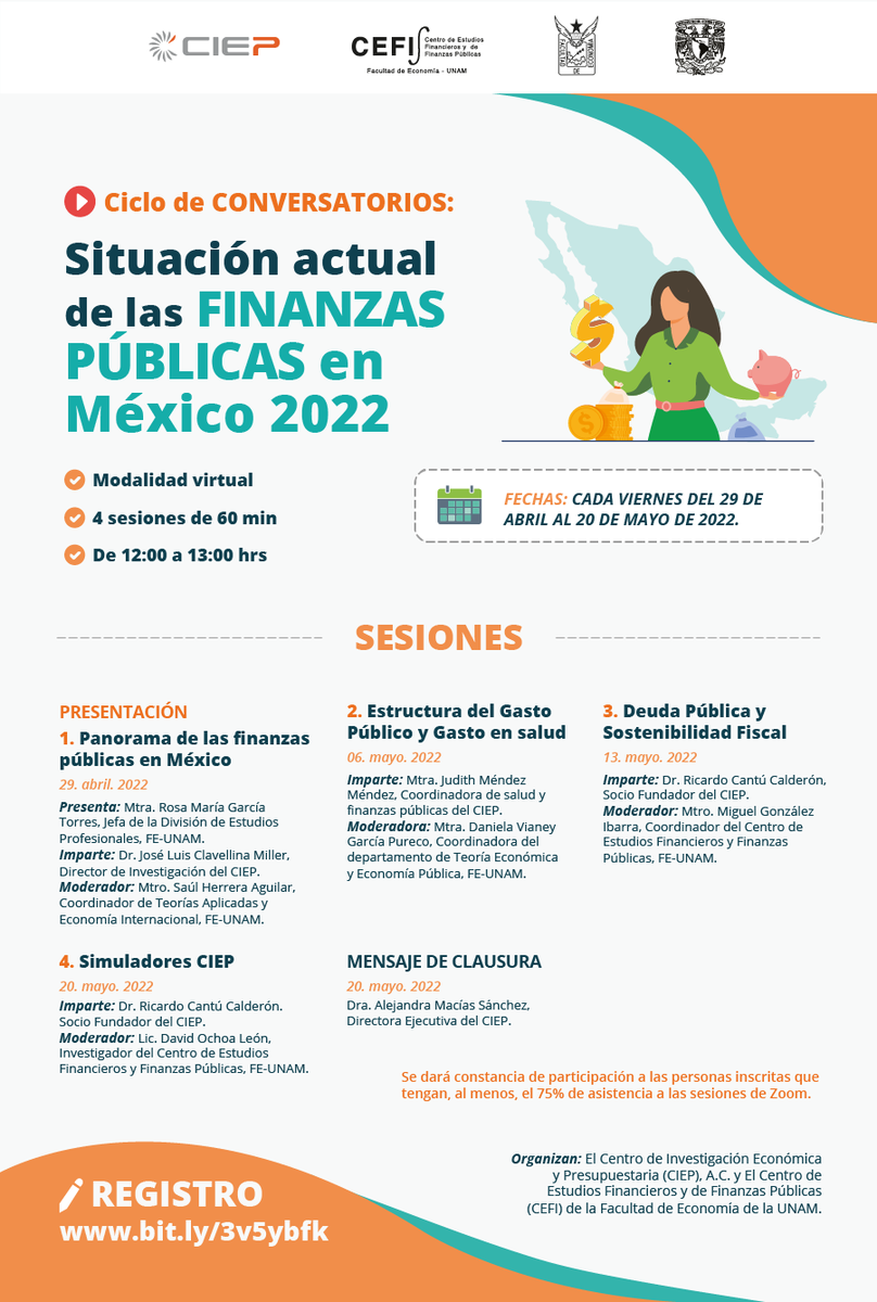 ciepmx's tweet photo. ¿Listos para la segunda sesión del conversatorio virtual "Situación actual de las finanzas públicas en México 2022"? Hablaremos de estructura del gasto público y gastos en Salud🩺
⌚️6 de mayo, 12:00h. 
✍️Inscripciones: https://t.co/jUXKtdJM47
 #finanzaspublicas2022 https://t.co/1brJ7M0HUo