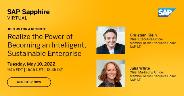 SueFanch's tweet photo. SAP CEO @ChrstnKlein and CMSO @julwhite alongside other thought leaders reveal what it takes to enable customers. Join us virtually at #SAPSapphire. https://t.co/DaSl6wcZPy https://t.co/TBIqGvho6J