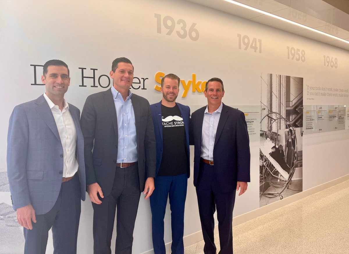 StrykerNS's tweet photo. We were especially excited to welcome Colin Gerner from #StacheStrong to our offices today! Together, we learned about all that StacheStrong is doing to defeat brain cancer and improve patients' quality of life. #StrykerNS #GoGrayInMay #Stryker #Neurosurgery https://t.co/ER7WyekpLh