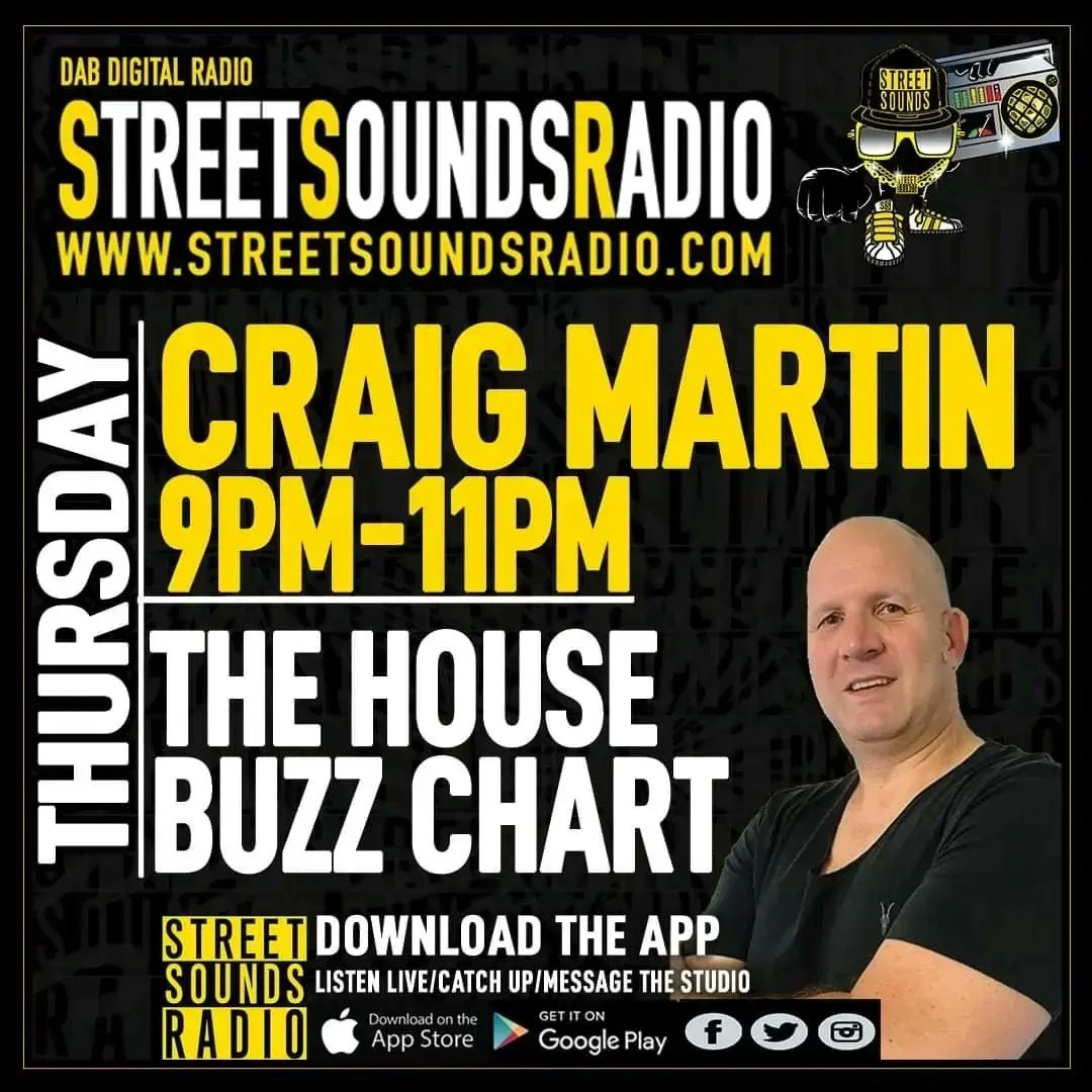 DJCraigMartin1's tweet photo. Back for another Thursday night house fest on @streetsoundsradiodab

Hour One - Classic House Tunes

Hour Two - The Buzz Chart Top Ten followed by brand new House music

We have a blinding chart for you this week and a wicked tune of the week.

9pm to 11 pm - online, DAB, alexa https://t.co/gNkoCK0d5M