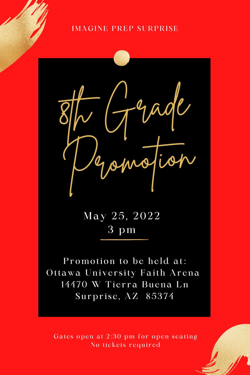 8th Grade Promotion will be May 25th at Ottawa University Faith Center.  Go to surpriseprep.org/apps/bbmessage…...
for more info.