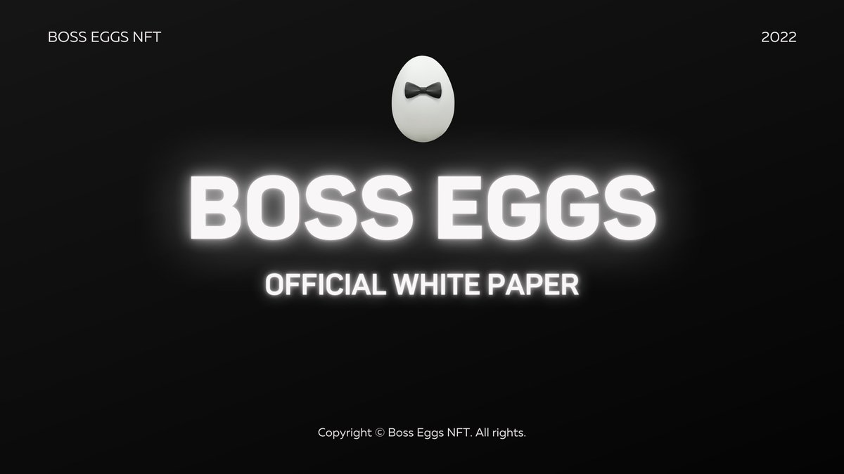 BossEggs's tweet photo. ๐ OFFICIAL WHITEPAPER โญ๏ธ
โช๏ธ $BOSS TOKEN
โช๏ธ PASSIVE INCOME
โช๏ธ BREEDING
โช๏ธ EXPANSION INTO THE METAVERSE
Join our Discord https://t.co/at9mGeIkKw and participate in our upcoming PRE-SALE (only 0.03ETH) โผ๏ธ๐ฅ
#BOSSEGGS #nft #nfts #nftcommunity #nftcollection #nftdrop #nftproject https://t.co/VAkhstBjsi