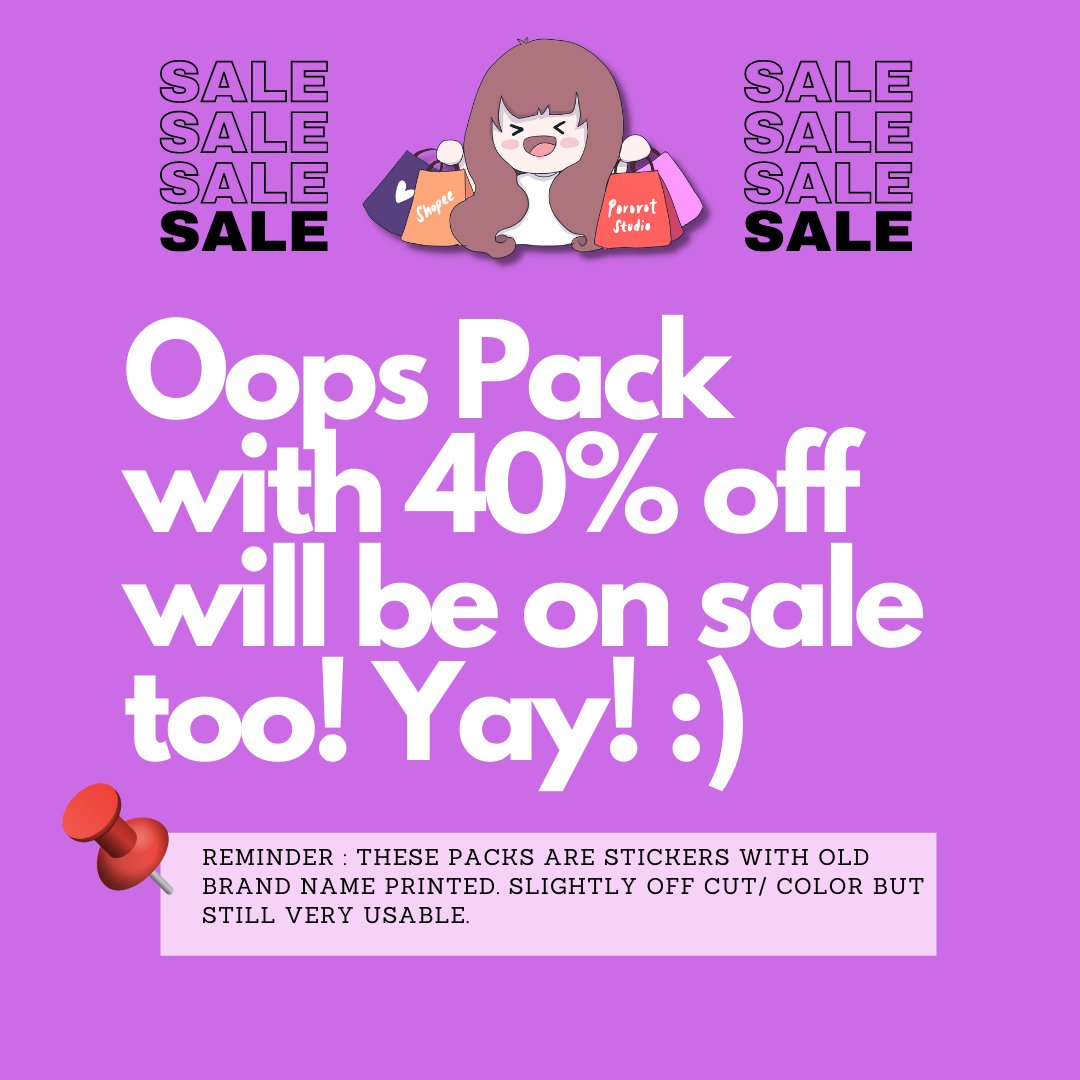 pororotstudio's tweet photo. Hooray! My shop is now officially renamed to Pororot Studio. All stickers with old brand name will be on sale up to 40% off with free shipping!! Yay! Please check my shop at @pororotstudio on shopee. Link on bio too ☺️❤️
#shopeesale  #shopeeph #shopee #smallbusinessowner https://t.co/w6BvEylpQQ