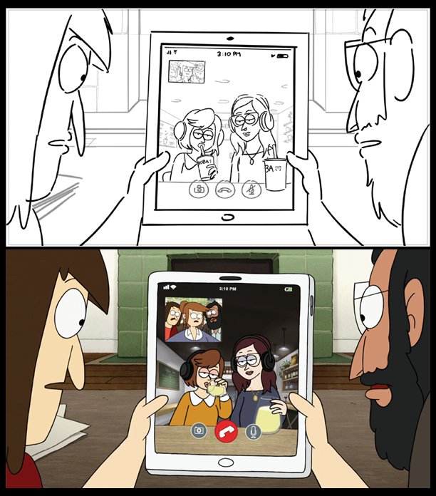 janice__chun's tweet photo. Storyboards/final animation comparisons from "Where'd You Go, Bridgette?" (Close Enough, Season 2, Epi 7)

Directors: @JGQuintel &amp; @calwong 🌟🌟🌟
Revisionists: @MarcyBones64
@kadejw
@sammysavos
(Thank you for fixing all my wine hookups &amp; layout changes 💦)

#CloseEnoughMAX https://t.co/fI0DIqDtvf