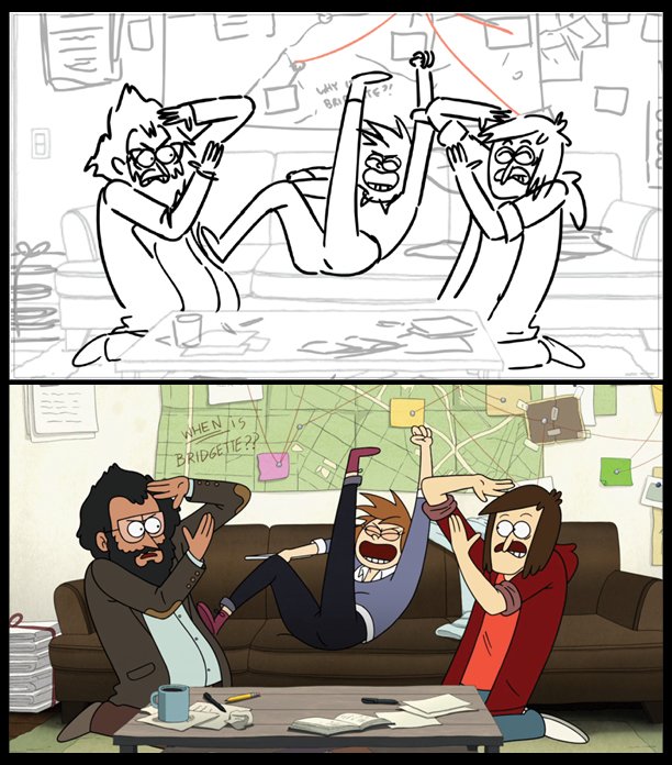 janice__chun's tweet photo. Storyboards/final animation comparisons from "Where'd You Go, Bridgette?" (Close Enough, Season 2, Epi 7)

Directors: @JGQuintel &amp; @calwong 🌟🌟🌟
Revisionists: @MarcyBones64
@kadejw
@sammysavos
(Thank you for fixing all my wine hookups &amp; layout changes 💦)

#CloseEnoughMAX https://t.co/fI0DIqDtvf