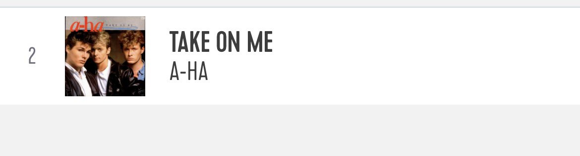 baara_a's tweet photo. Wat wordt toch de nummer 1 🤷♀️🤷♀️
Nog even genieten van #aha #takeonme
#qtop500 #qtop500vande80s #qmusic https://t.co/RNcGeJJzRE