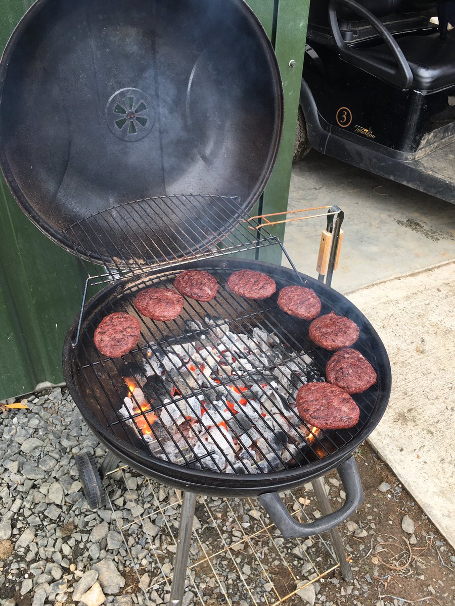 GreenkeeperJon's tweet photo. Great to have some down time with the lads and an afternoon bbq for Richard’s birthday, buffalo burgers and the traditional caterpillar cake 🎂 https://t.co/LLvLTqIDmF