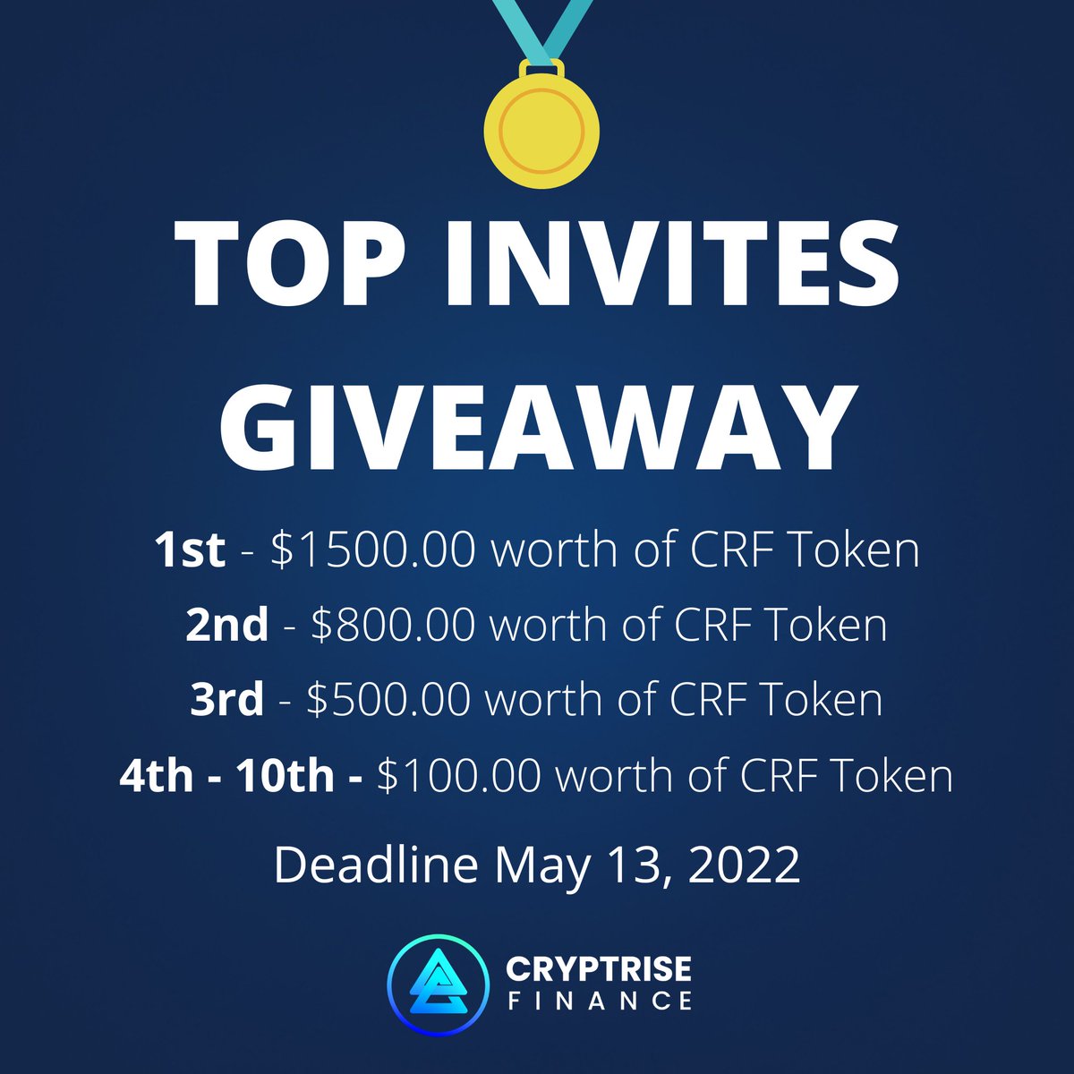 cryptrise's tweet photo. Hello @cryptrise Fam check this out.🔥
TOP INVITE GIVEAWAY

Mechanics
1. Create a non-expiring invite link in our Official Discord server.
2. Start Inviting People 
Event will last up until May 13, 2022 UTC
Please Join here: https://t.co/fIe72yINNZ

#Crypto #TITANOfork #Staking https://t.co/FEHA7eFkni