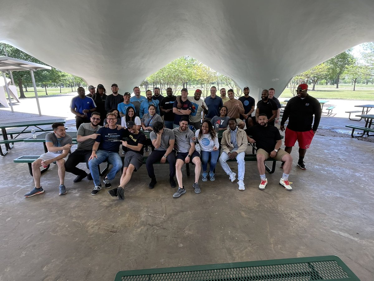 STXHoustonAces's tweet photo. #ThrowbackThursday to the all manager meeting! We had some sun, fun & food to bring the team together! The football game got a little intense ๐ but weโre still #oneteaonedream @STXspeaks https://t.co/Zk2wqziZff