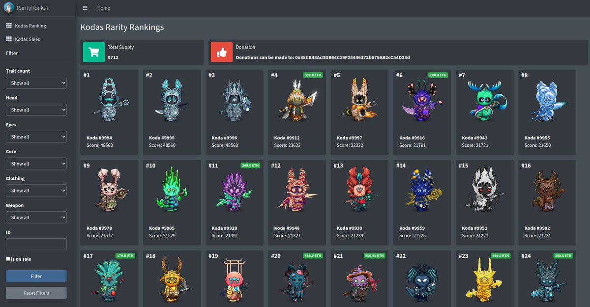 Relaunch of 🚀RarityRocket is live.
Check out your Koda rankings #kodagang 
rarityrocket.com/rarityrankings…
#KodaFollowKoda <a href="/OthersideMeta/">Othersidemeta</a>