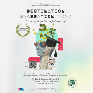Tomorrow kicks off Destination Graduation 2022 just in time for #fostercareawarenessmonth 

Let's flood social media with posts &amp; pics from the event. Tag us &amp; use the hashtag #fosteringhope
See you there! 

#clevelandstate #CLEstate #engagedlearning #chrisemdin