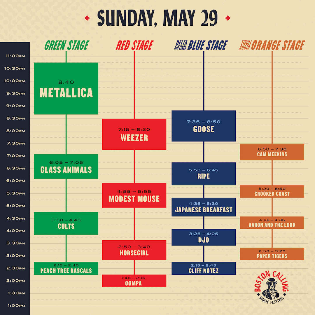 Boston Calling schedule  2022