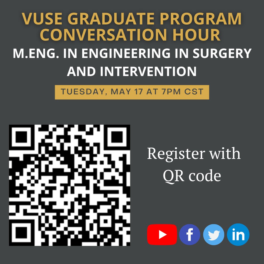 VUEngineering's tweet photo. Mark your calendars for the next VUSE Graduate Program Conversation Hour! Professor Michael Miga will be discussing the Engineering in Surgery and Intervention program. @ViseVanderbilt @womenofvise 
Register: https://t.co/57XVLj8NIX https://t.co/i3qjeyYJ7J
