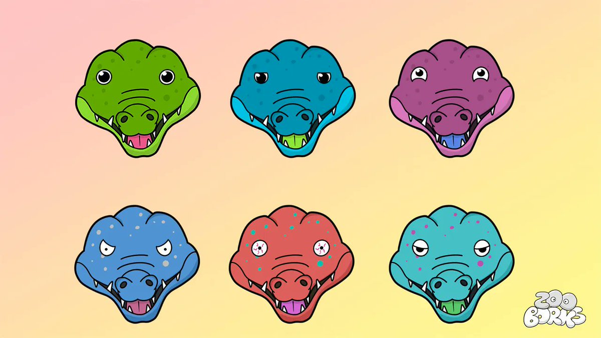 ZooBorksNFT's tweet photo. Whatever colour it comes in, the borked croc is always recognisable. But which ones will get snapped up first?
#NFTArt https://t.co/eKOGgXBe3K