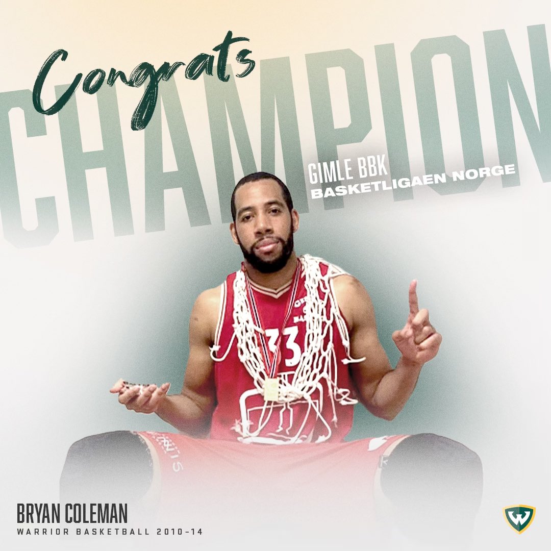Congrats to Warrior Basketball Alum Bryan Coleman and Gimle on winning the championship in Norway! <a href="/BC_for_33/">Bryan Coleman</a> finished the season averaging 17 points, 6.7 rebounds and 1.2 assists in 29 minutes per game. BC shot 46% FG, 36.5% 3FG, 77% FT this past season.🥇🏆🔰