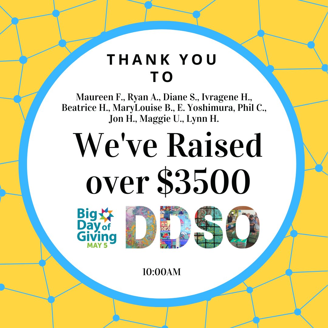 DDSOorg's tweet photo. You guys are INCREDIBLE 🥳 10AM and we are already halfway to our goal!

#BigDayofGiving2022 lasts until midnight tonight, donations will be partially matched so YOUR donor dollar goes further!

https://t.co/Cu16doC0fR https://t.co/gk6uivTczm
