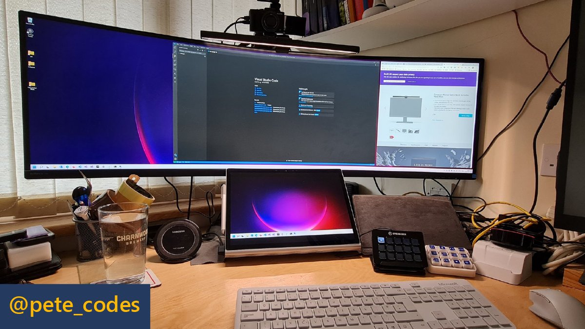 msdevUK's tweet photo. Another day another set up! Let us know what you think of @Pete_Codes desk π
#DevDesk #DevLife #Developer https://t.co/hWJdLYWAZR
