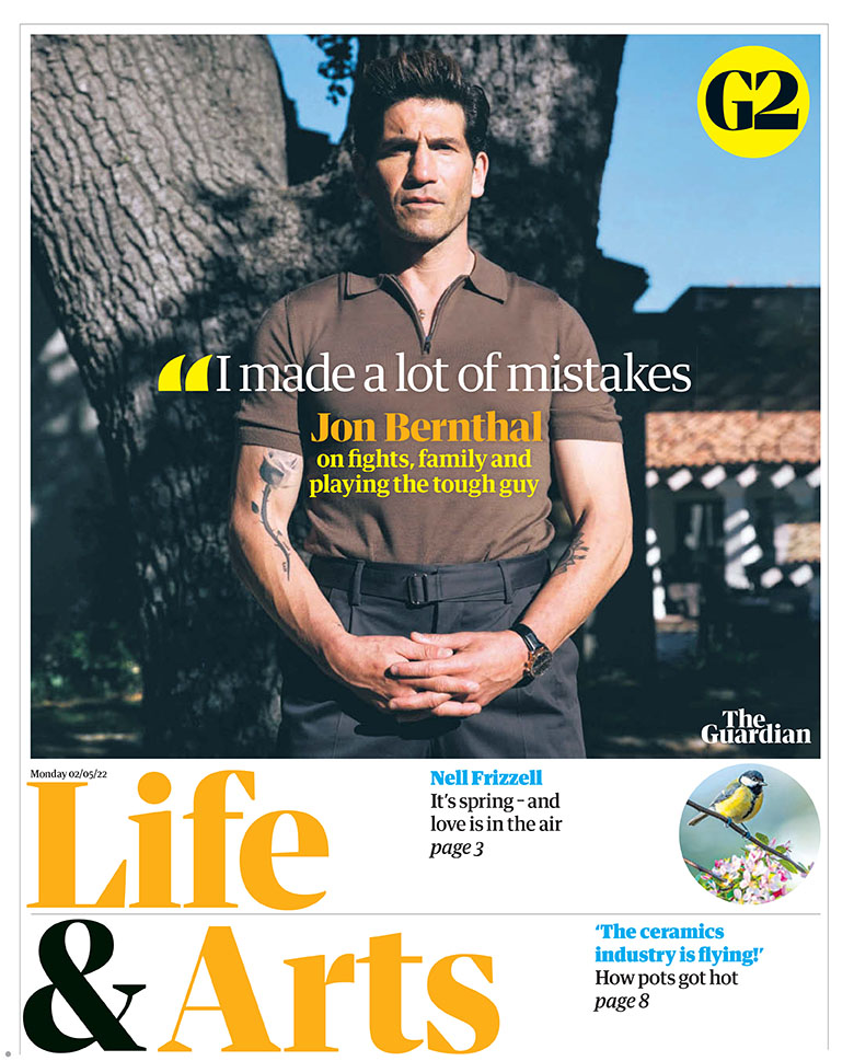 Jon Bernthal by Pat Martin / New York Times / <a href="/reduxpictures/">Redux Pictures</a>  / <a href="/eyevine/">eyevine</a> on the cover of The Guardian: G2 Life &amp; Arts.