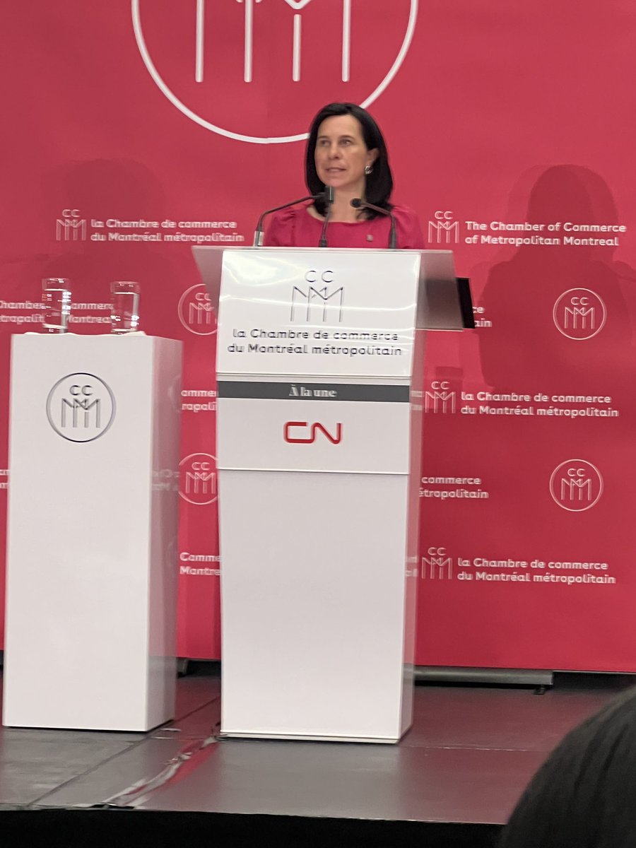⁦<a href="/Val_Plante/">Valérie Plante</a>⁩ à la ⁦<a href="/chambremontreal/">Chambre de commerce du Montréal métropolitain</a>⁩ sur la relance économique à Montréal. De belles perspectives! #ccmm #polmtl