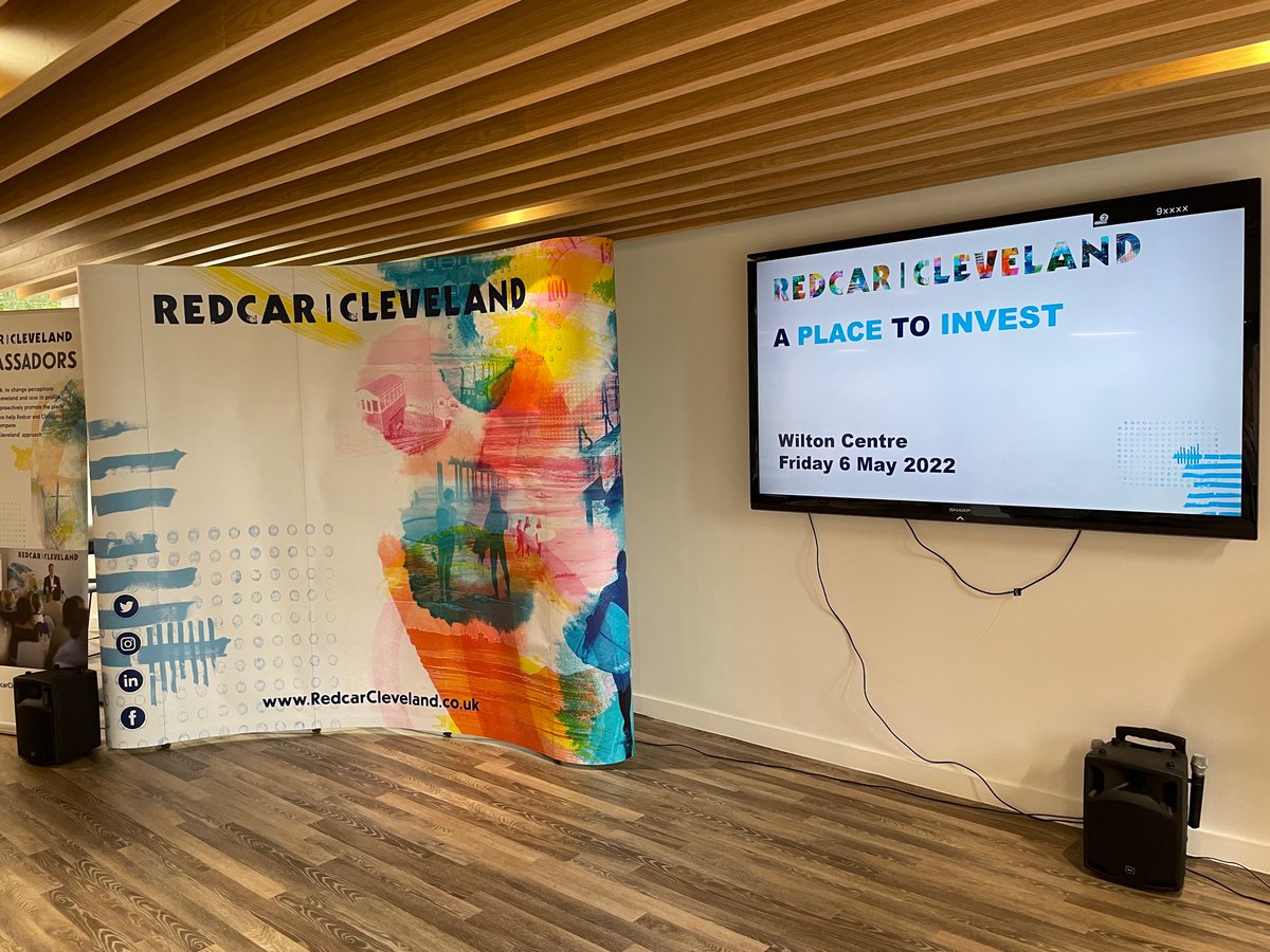 Set up and ready to go at Wilton Centre for our 'A Place to Invest' Ambassador event in the morning. Should be good! #RedcarCleveland #BusinessRedcarCleveland