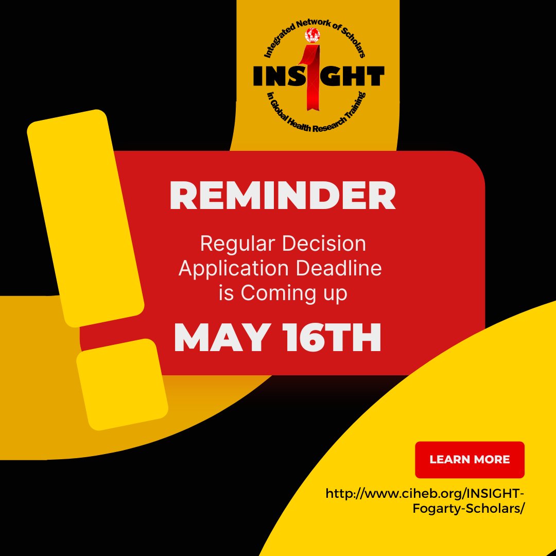 Only 11 days until all applications must be received in full to be considered for this year's cohort!! 

If you need more information and about the application process or the training program, visit the link in our bio! 
#globalhealthtraining #INSIGHTFogarty
