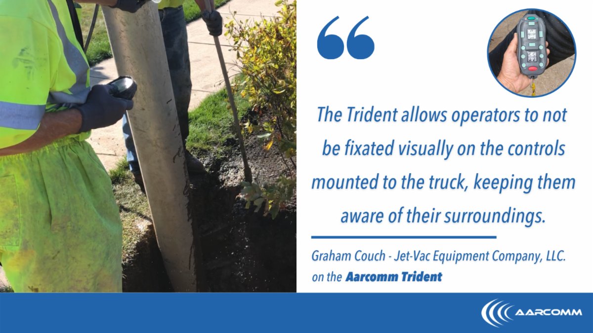 Aarcomm's tweet photo. Avoid having your operators glued to the truck! The Trident provides excellent non-line of sight radio performance, increasing operator efficiency! π§π
See what the team at Jet-Vac Equipment Company, LLC. have to say! π¬
#teamjetvac #sewercleaning #hydroexcavation #hydrovac https://t.co/487HZmF23S