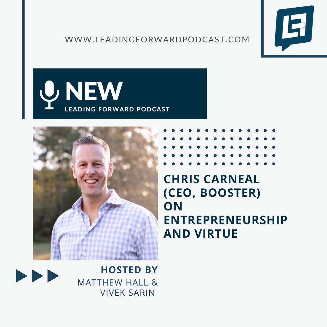 LeadingFwdPod's tweet photo. This week's episode with @choosebooster CEO Chris Carneal was a blast. He has a lot to share when it comes to how business get launched, how organizational culture shapes everything, &amp; so much more. Check out his interview with @MatthewJHall &amp; @V_Sarin.

https://t.co/TPGnn5ElNt https://t.co/GY9TvHr5vO