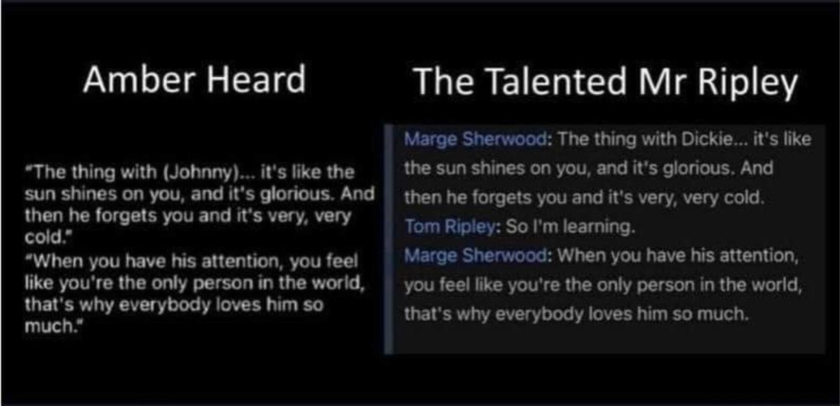mariomojc's tweet photo. Al parecer, Amber Heard plagió parte de su testimonio de ayer en el discurso de una película. https://t.co/14Elf8tJPu