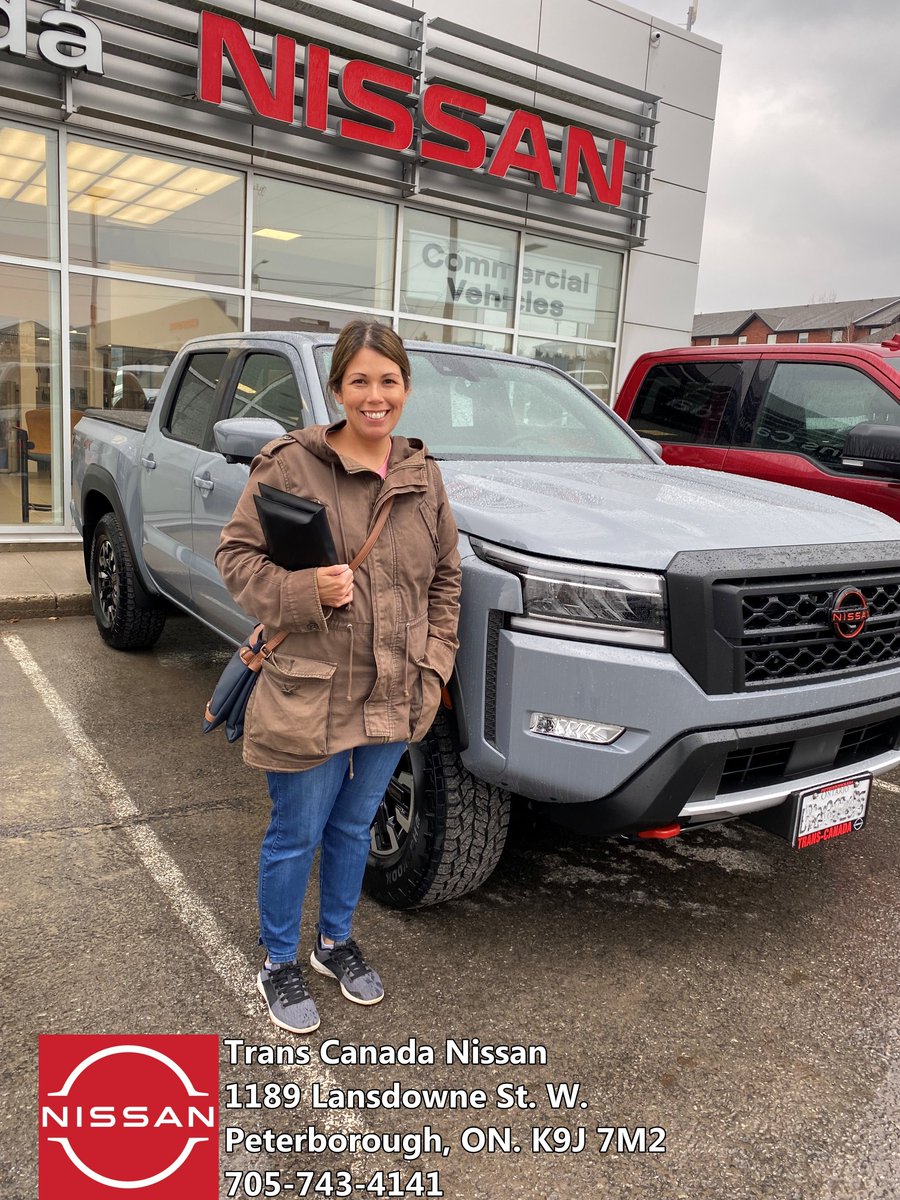 TCNissan's tweet photo. #HappyCustomerAlert
Please join us in congratulating Melanie Knott pictured here beside her brand new 2022 Nissan Frontier Pro-4x! From Joyce and the rest of your #TransCanadaNissan family, #thankyou for your business Melanie and #enjoytheride!#TCNsocial #ProudToBeDrivingTheBest https://t.co/9YxiortHsv