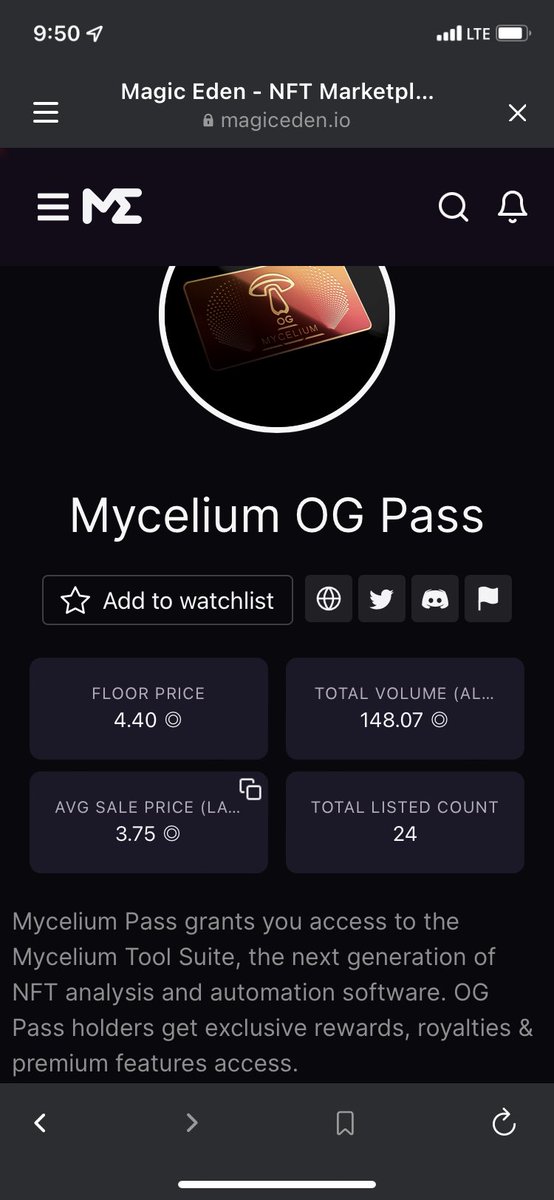 Jagoo12's tweet photo. @MyceliumLabsNFT 🍄

FP 4.40, 24 listed 👀📈

OG Pass let’s you be a part of the DAO, let’s you vote for the project’s next steps, and has many, many more perks😉

SEVERELY UNDERVALUED ATM.

THE ALL-IN-ONE ANALYSIS AND TRADING TOOL FOR #SolanaNFTs #SolNFTs #Solana $Sol #NFTs #NFT https://t.co/vXnMq3nCkp