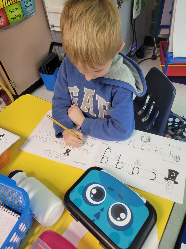 Kindergarten is working hard on correctly writing letters. Students are taking their time, following the teacher's directions, and independently practicing a, d, g, and o. #mvnation