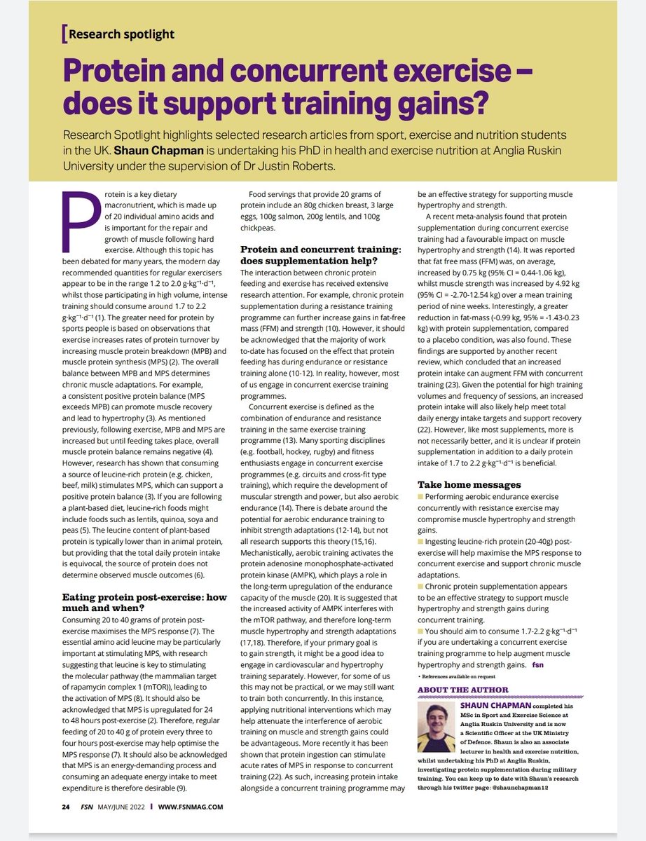 Shaun Chapman (@shaunchapman12) on Twitter photo Really cool to contribute to the latest issue of <a href="/FSNmagazine/">FSN magazine</a> with an article on protein and concurrent exercise training <a href="/ian_nutrition/">Ian Craig BANT Fellow</a> <a href="/drjustinroberts/">Prof. Justin Roberts</a> Really cool to contribute to the latest issue of <a href="/FSNmagazine/">FSN magazine</a> with an article on protein and concurrent exercise training <a href="/ian_nutrition/">Ian Craig BANT Fellow</a> <a href="/drjustinroberts/">Prof. Justin Roberts</a>