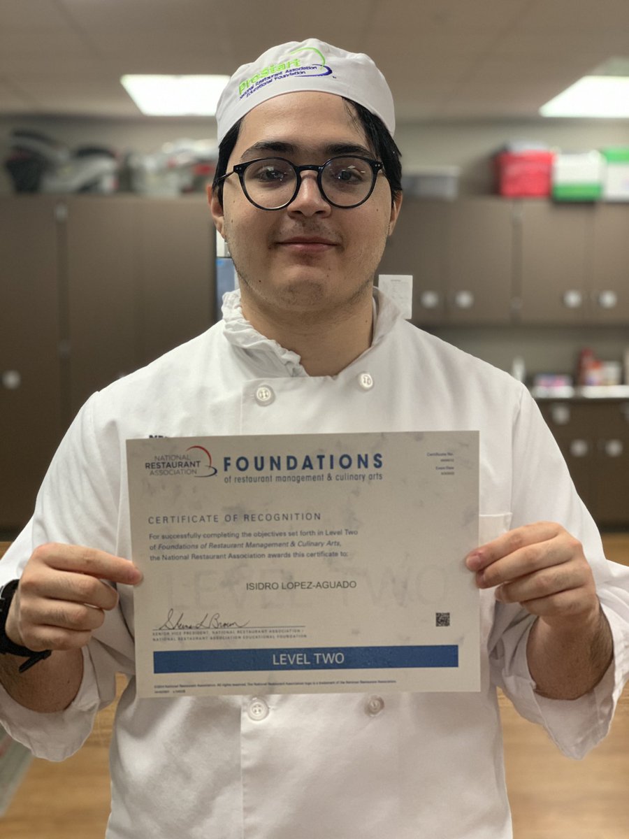 mrs_mbright's tweet photo. Congratulations to Isidro on passing the Foundations of Restaurant Management & Culinary Arts (ProStart) Level Two exam this week! #sayyestofcs #fcstn #cretecards #cardinalpride https://t.co/XIy40h2npO