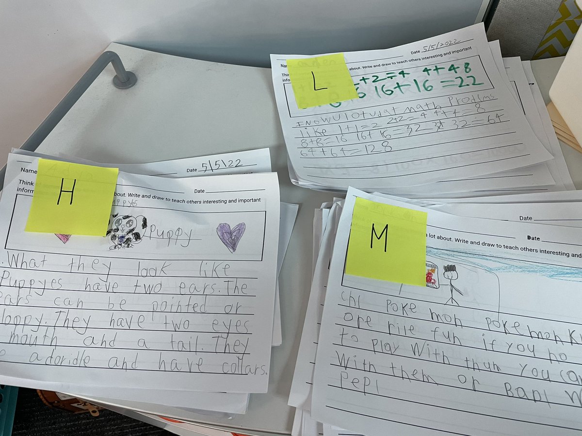olin_kayla's tweet photo. Sorting my writing snapshots in to HML to discuss possible teach points with my team! They always have the best ideas! #sparksspringtraining @edtechsavy @meregriff81 @mrsfordin1st @MrsKopperud @kaileealbritton https://t.co/O0dU8o0XJT