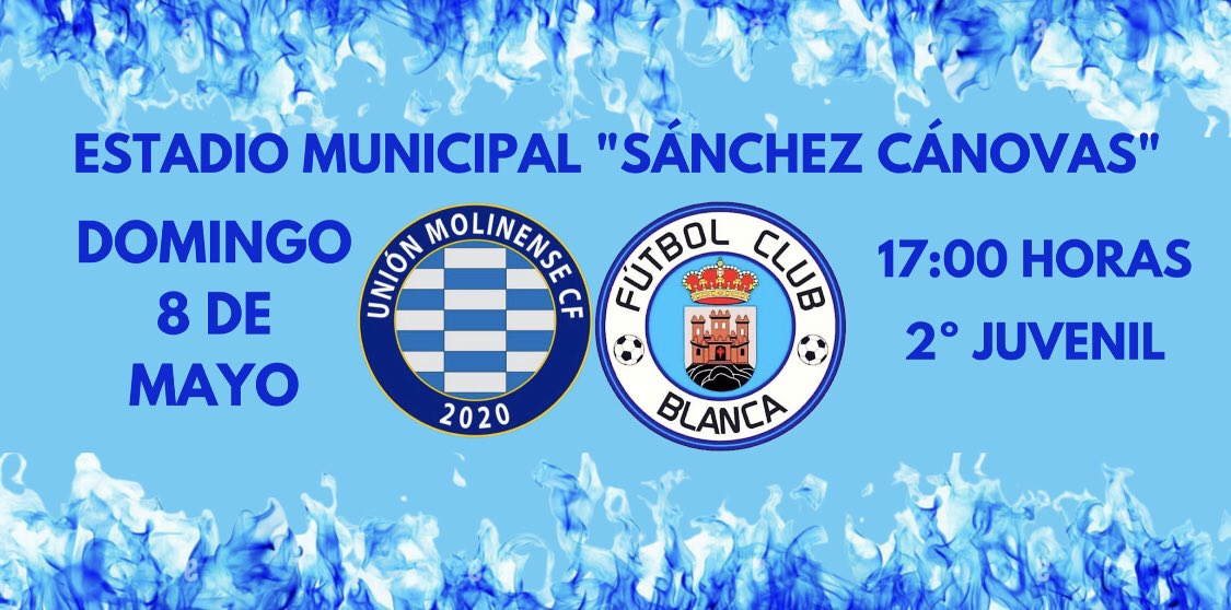 ⚽️ 25ª Jornada⚽️
🏟Estadio Municipal “Sánchez Cánovas” 🏟
📅 Domingo, 8 de Mayo📅
⌚️17:00⌚️
⚔️ <a href="/UnionMolinense/">UNIÓN MOLINENSE C.F.</a> ⚔️

#vamosblanca #2juvenil #ffrm #futbol