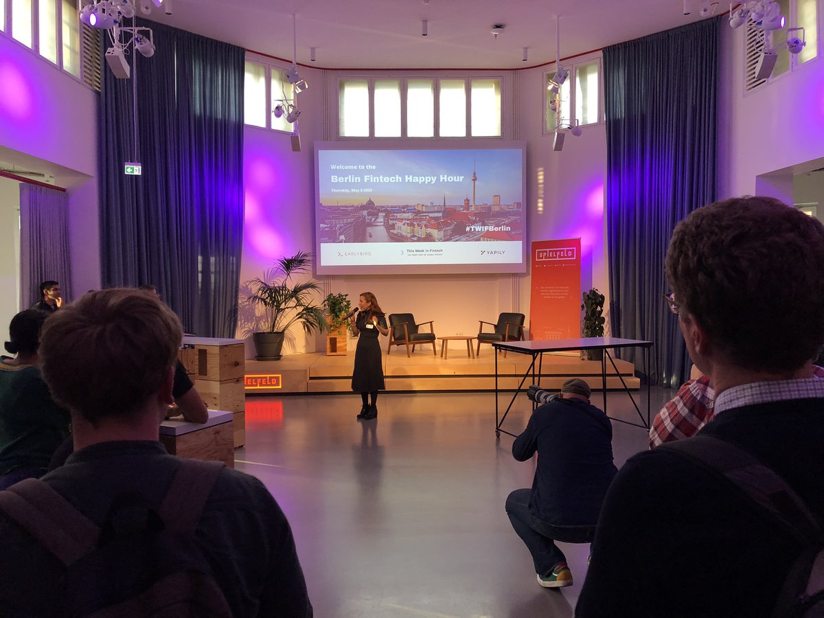 135BGR's tweet photo. Physical events are dead? Don’t think so. 
Great to have a joint night of #greentech and #fintech startups here at Spielfeld.
 #twiftberlin #meetandgreen @StartupVerband @EarlybirdVC @YapilyLtd @LarsMarkull https://t.co/4usOurk0tN